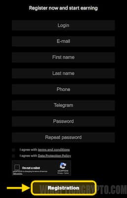 registration in the affiliate program