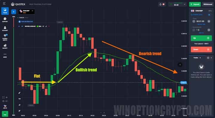 Trend indicators in the 60-second strategy