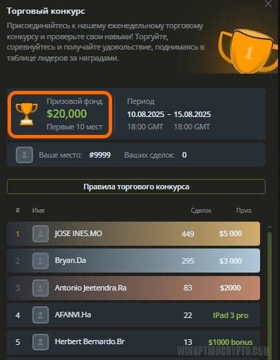 бонусы в RaceOption