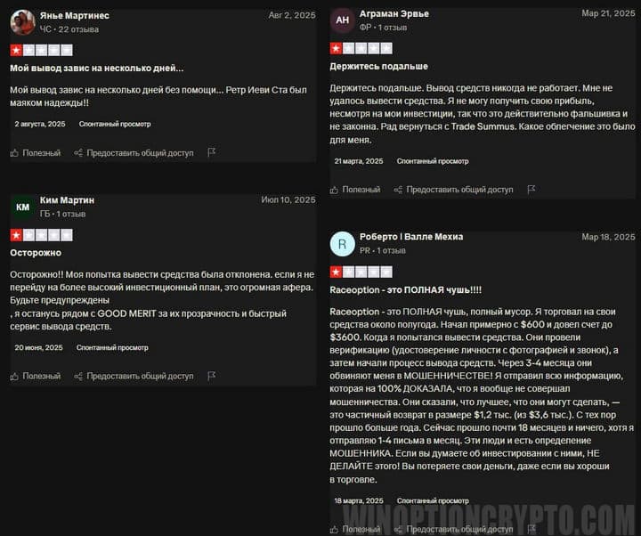 отзывы в сети о RaceOption