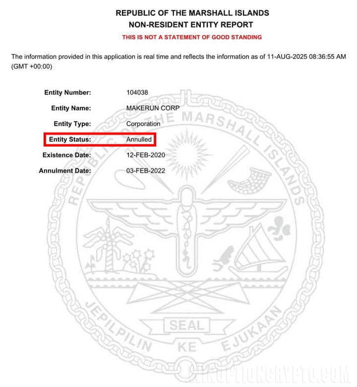 the company is not registered