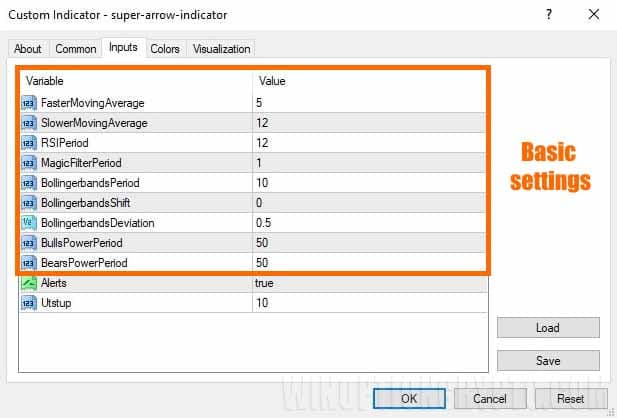 Settings in Super Arrow