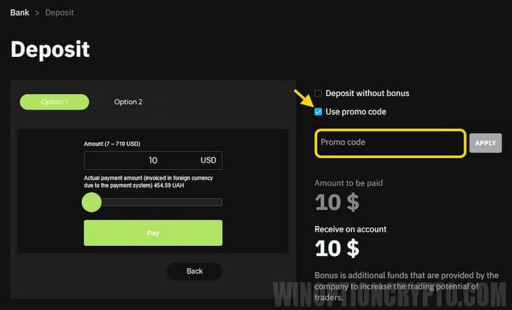 top up your account with a promo code