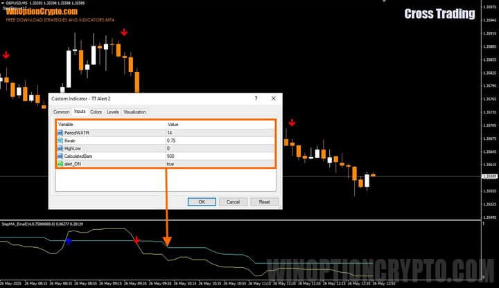 настройки осцилятора в Cross Trading