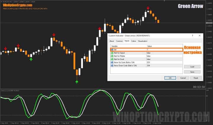 настройки параметра set в Green Arrow